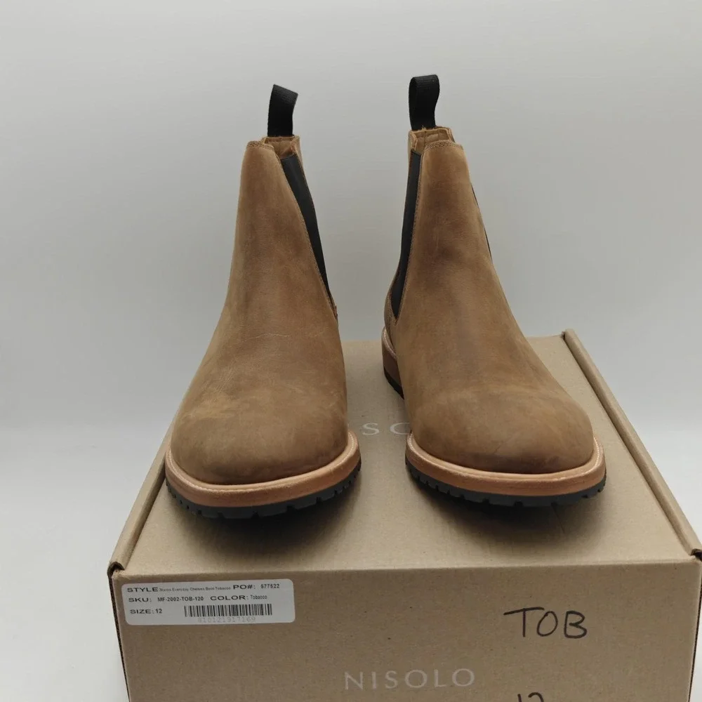 Nisolo Marco Everyday Chelsea Boots Mens Size 12 Brown Leather Ankle Pull On New